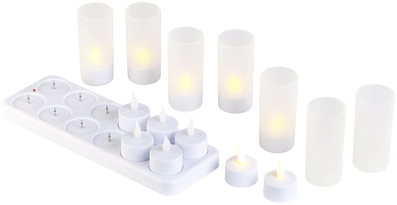 Lunartec Licht-Dekoration LED-Teelichter 12er-Set Akku Glas