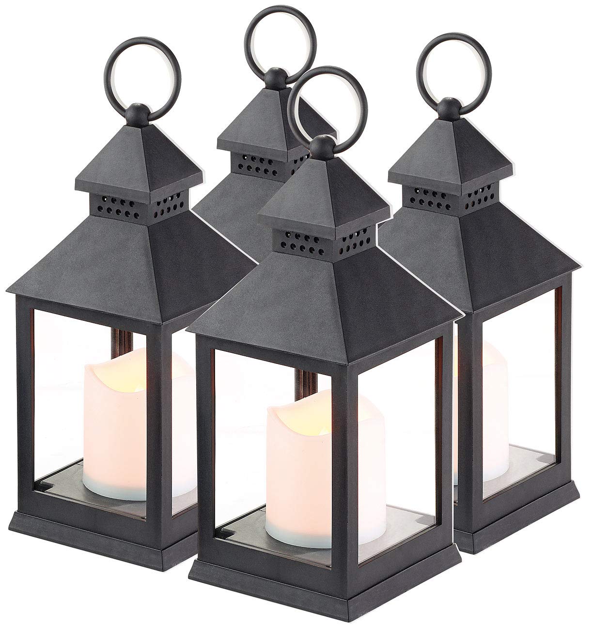 Lunartec Licht-Dekoration LED-Laterne schwarz mit Timer 4er-Set