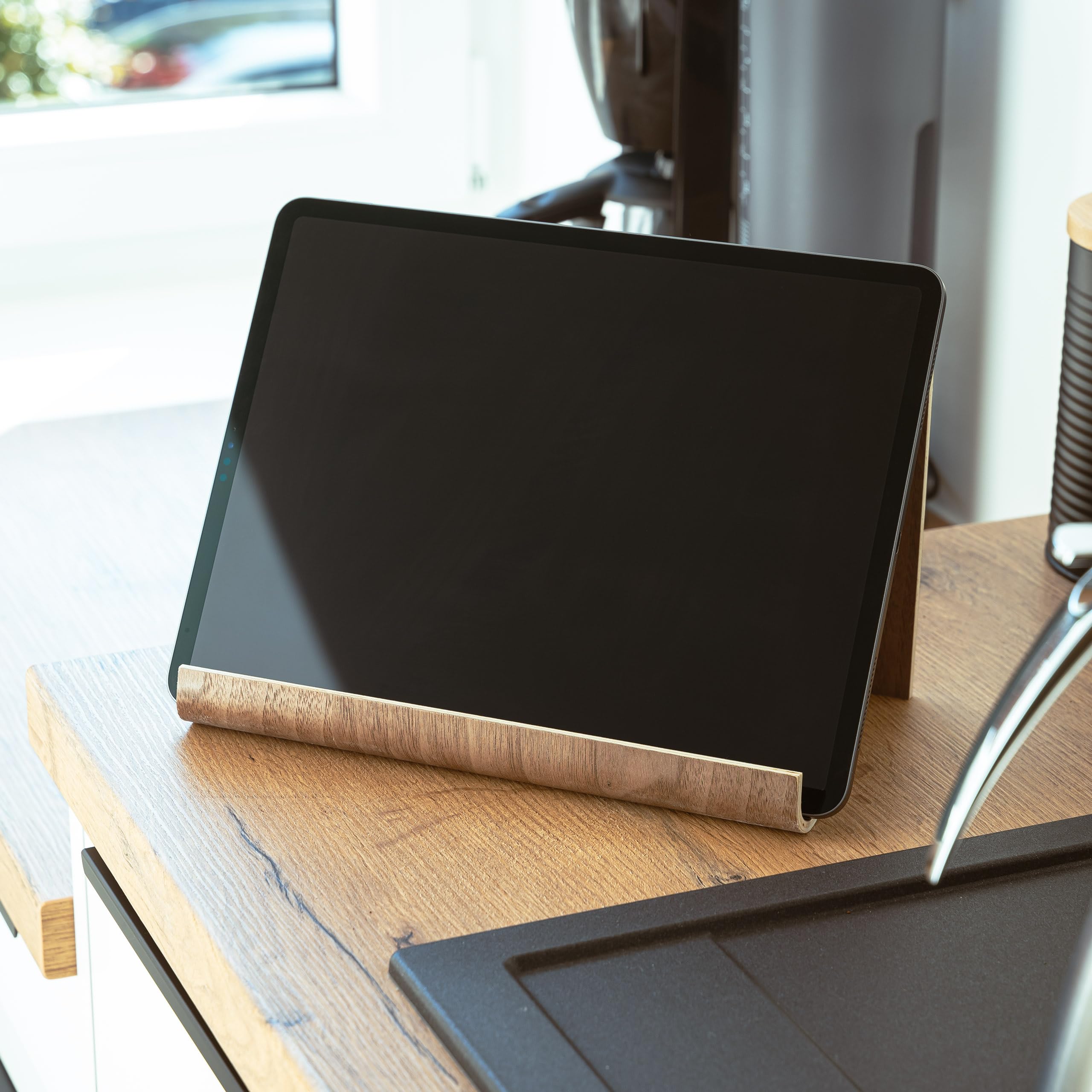 Bonetti Light arches Tablet-Halter Holz Walnuss 26 cm Buchständer