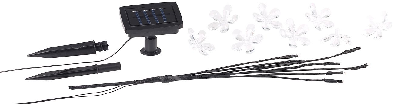 Lunartec Solar-Lichtersträucher 2er-Set 8 Blüten 50 cm