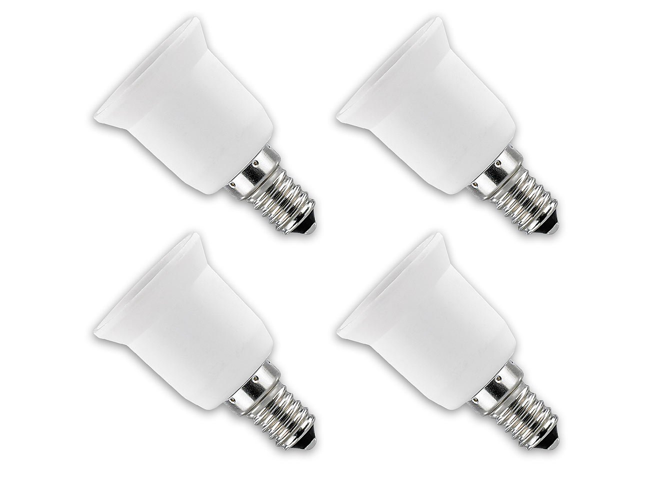 Lunartec Leuchtmittel Lampensockel-Adapter E14 auf E27 4er-Set