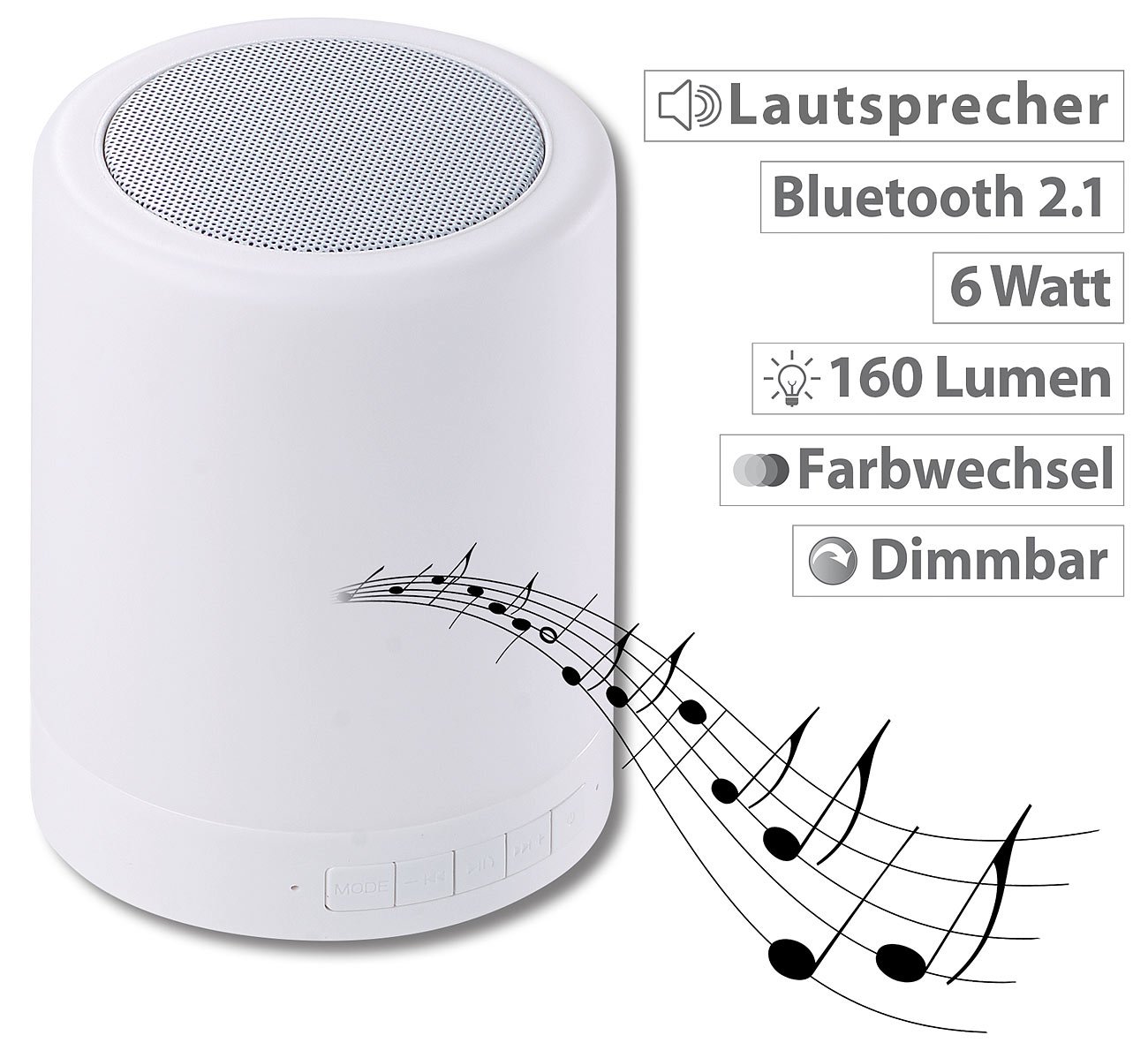 Lunartec Innenbeleuchtung Tischlampe Bluetooth LED 160 Lumen