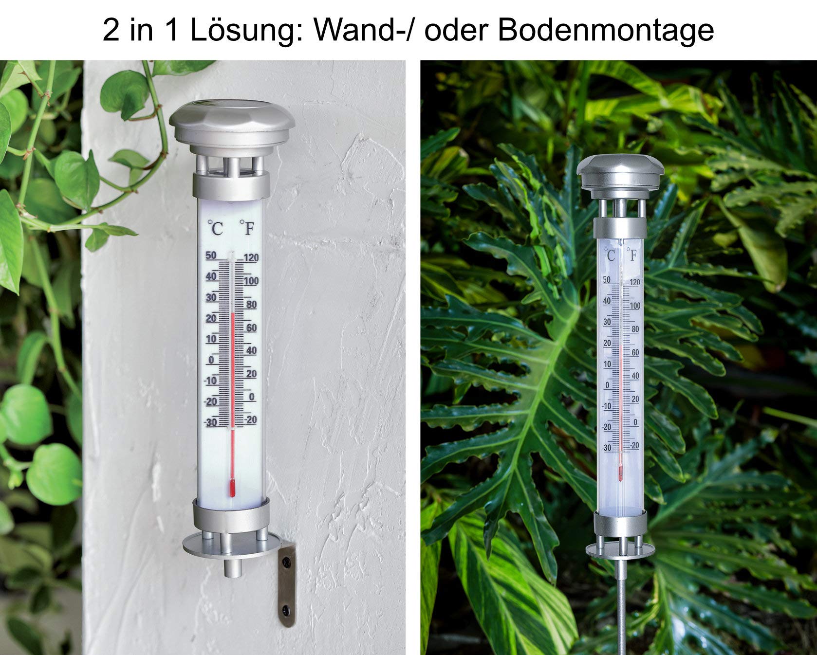 Bonetti Solar Lights Gartenthermometer Solar-LED 56,5 cm
