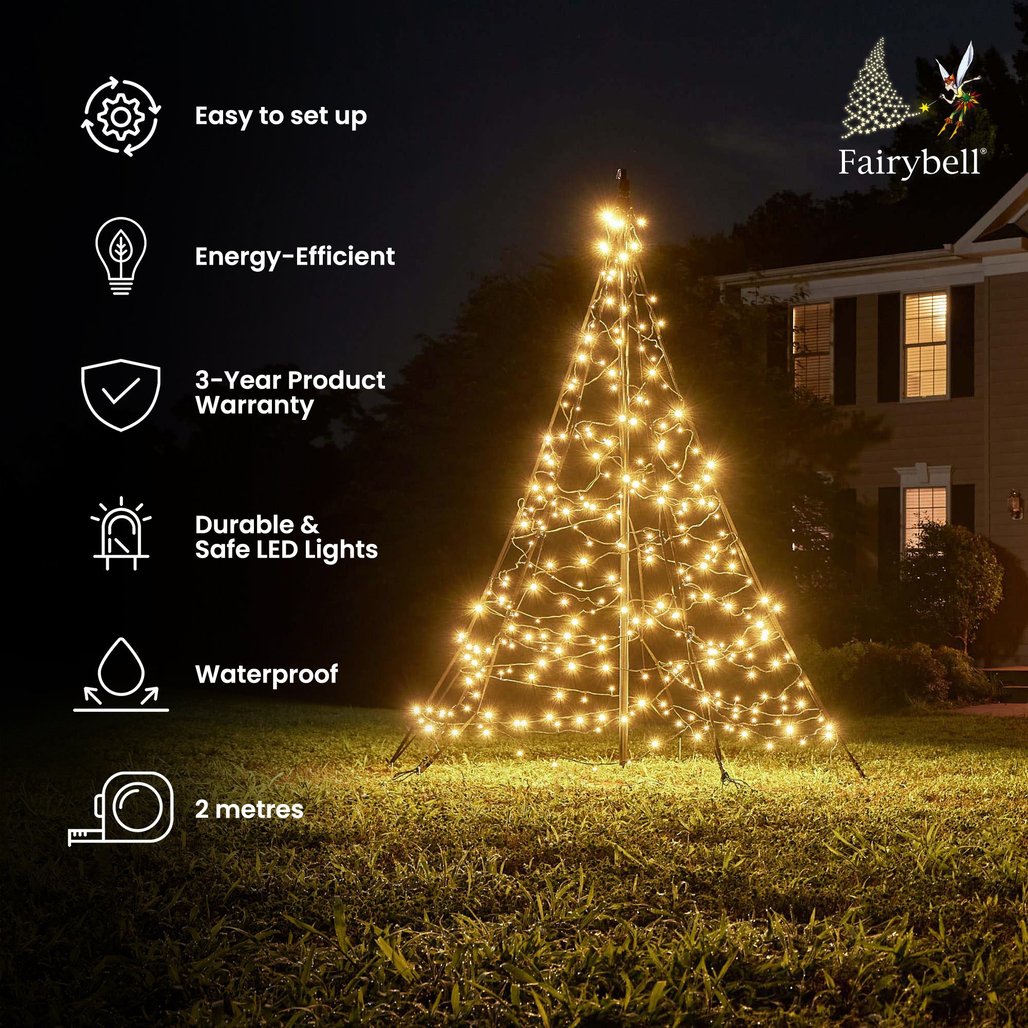 Fairybell Standard 2 m LED-Baum 300 LED warmweiß mit Mast