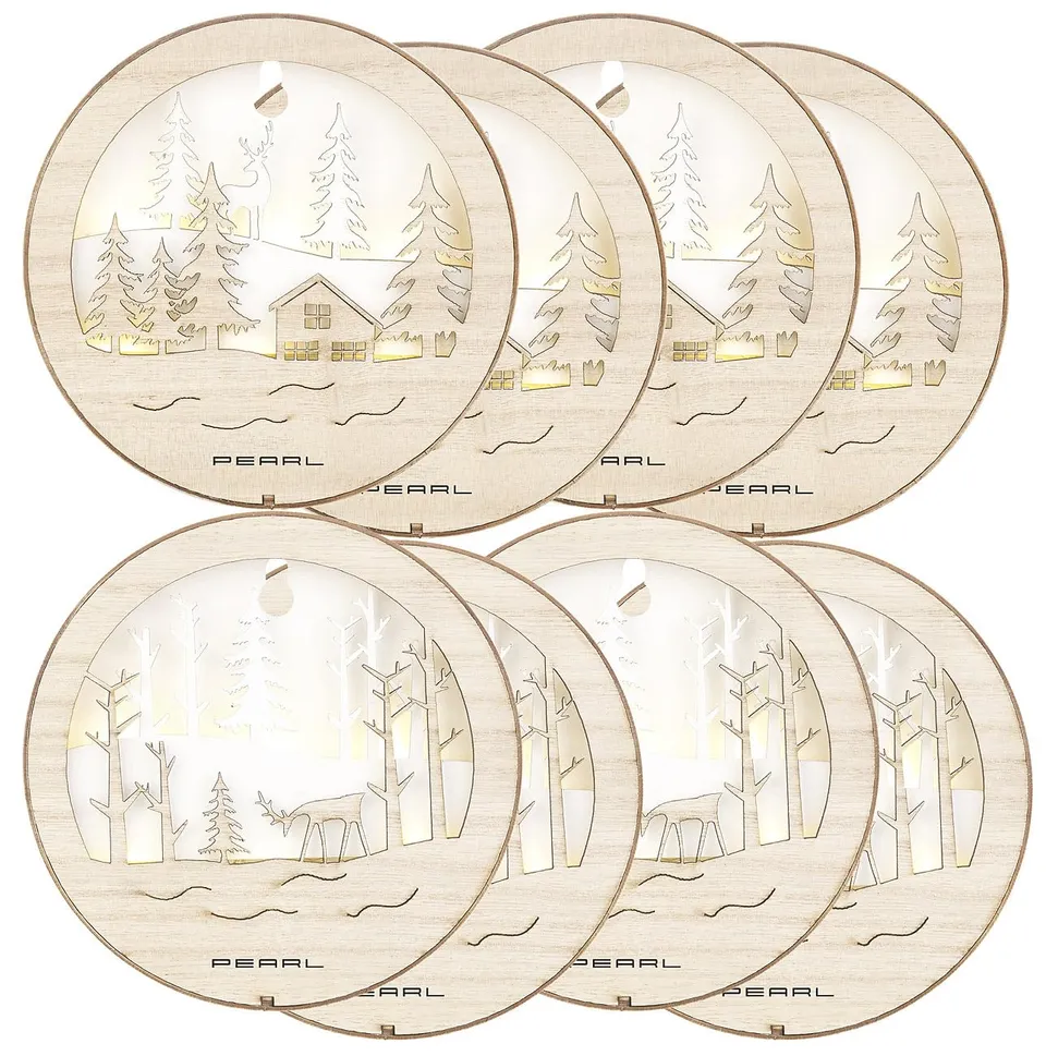 Lunartec Innenbeleuchtung Holzbilder LED warmweiß 8er-Set