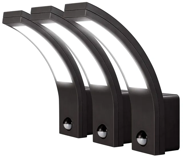 Lunartec Außenbeleuchtung LED-Wandleuchte PIR 1100lm 3er-Set