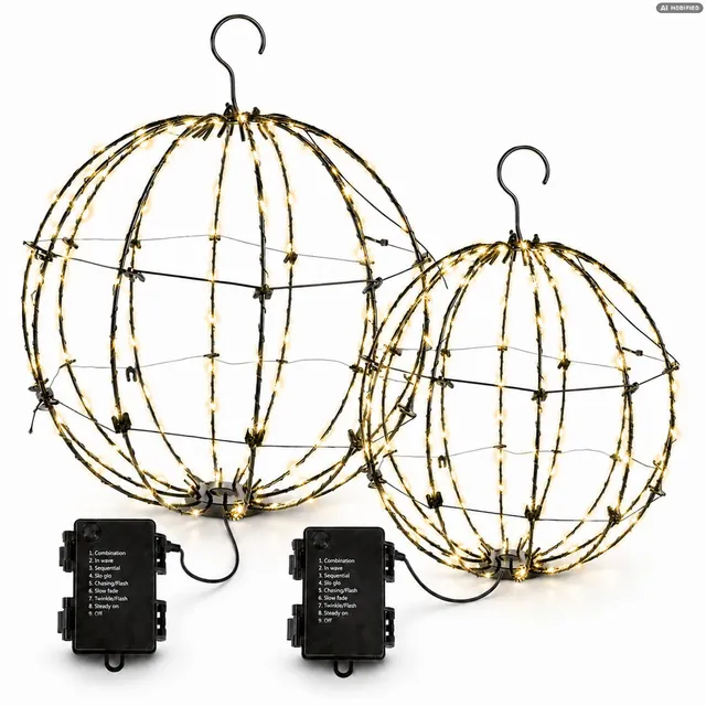 Lunartec Licht-Dekoration LED-Leuchtkugel 2er-Set mit Timer