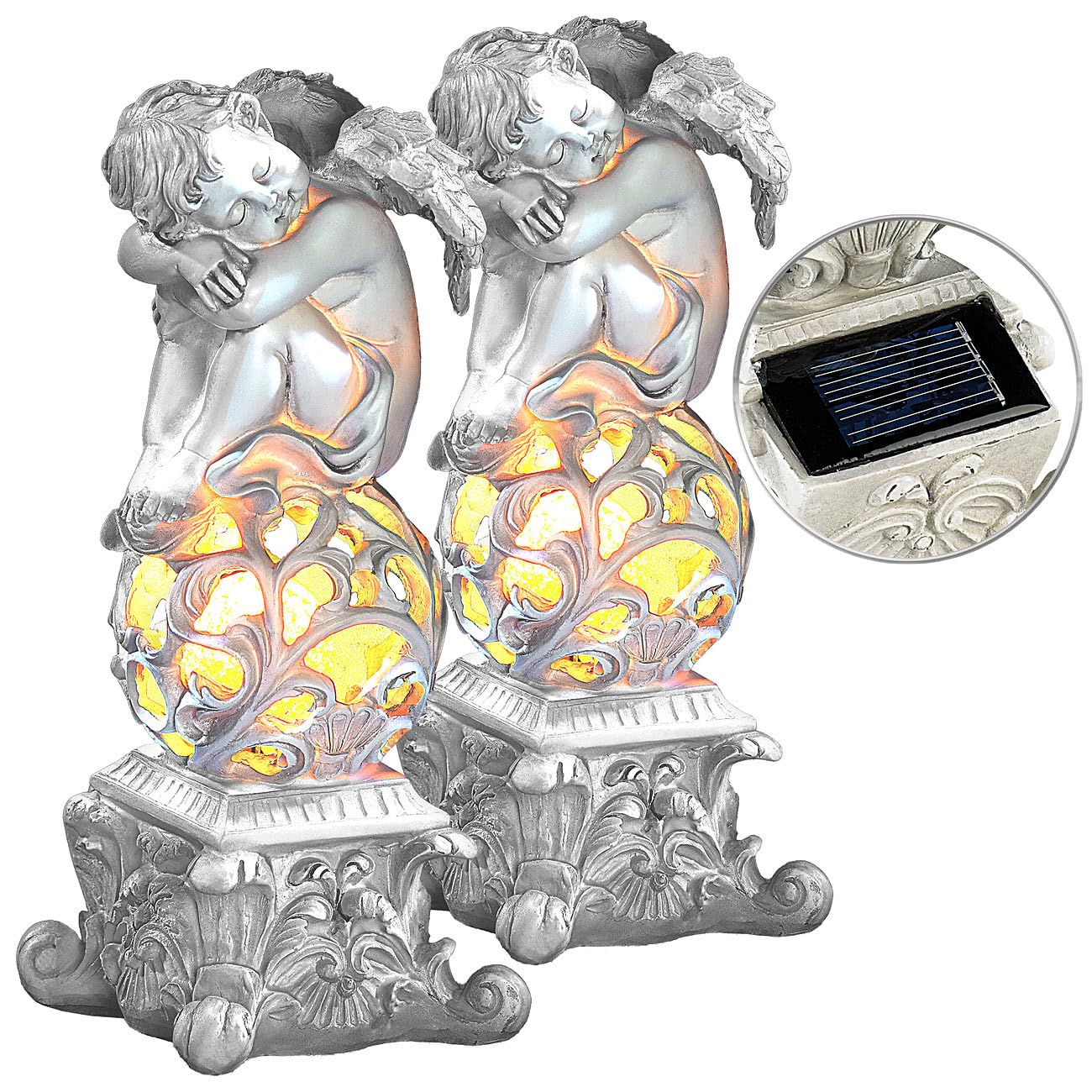Lunartec Licht-Dekoration Engel Solarleuchte 2er-Set warmweiß 25 cm
