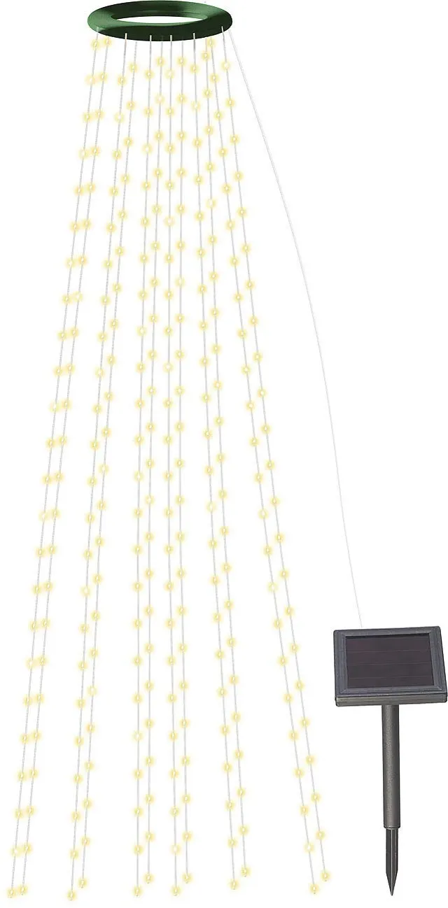 Lunartec Licht-Dekoration Solar-Tannenbaum-Lichterkette warmweiß 300 LEDs