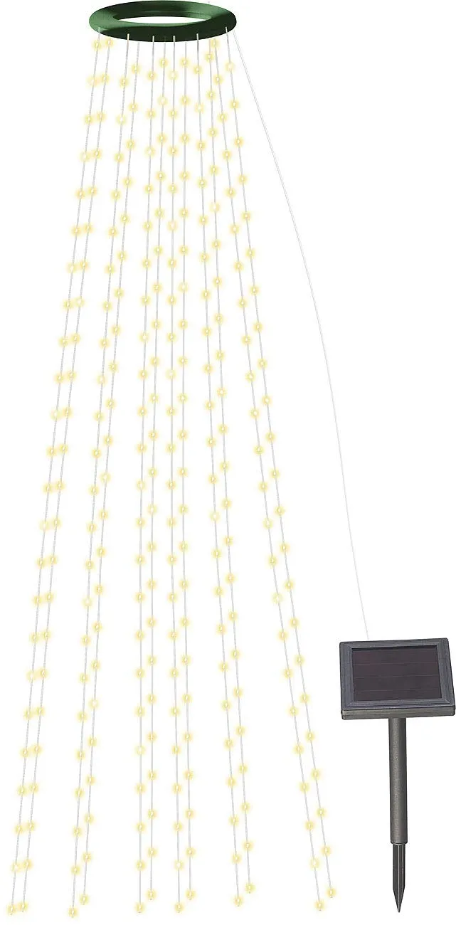 Lunartec Licht-Dekoration Solar-Tannenbaum-Lichterkette warmweiß 300 LEDs
