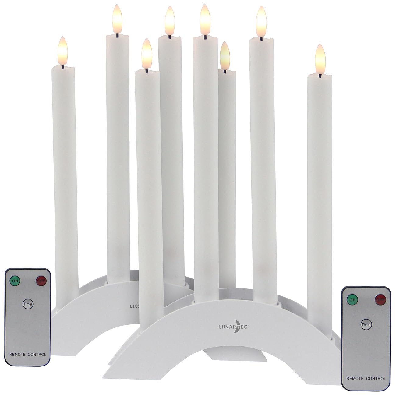 Lunartec Licht-Dekoration Kerzenbogen 8 LED-Stabkerzen warmweiß