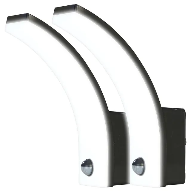 Lunartec Aussenbeleuchtung LED Wandleuchte PIR 20W schwarz 2er-Set