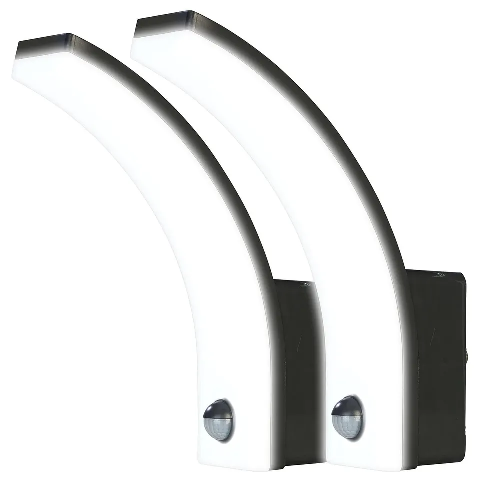 Lunartec Aussenbeleuchtung LED Wandleuchte PIR 20W schwarz 2er-Set