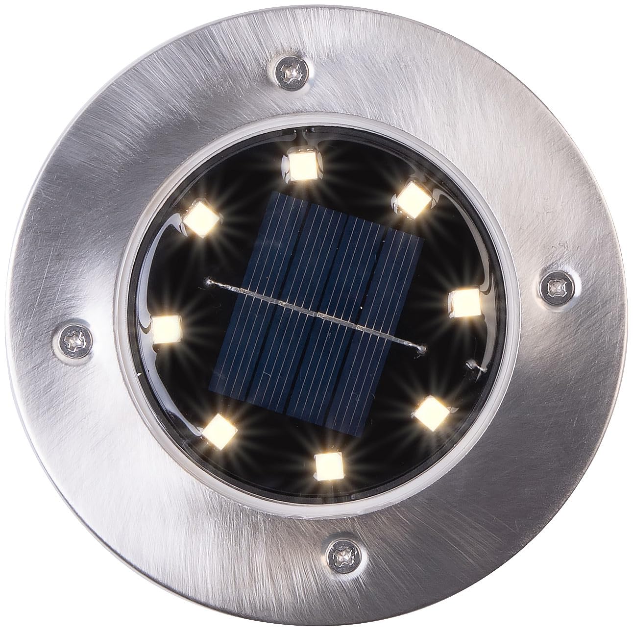 Lunartec Außenbeleuchtung 24er Solar-Bodenleuchte Edelstahl warmweiß