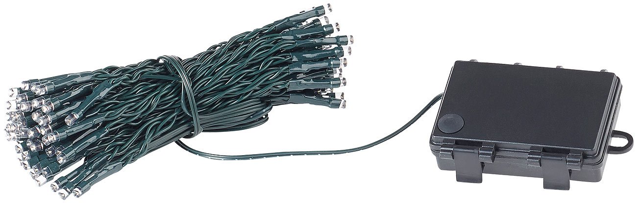 Lunartec Lichterkette 10m 100 LEDs Warmweiß Batterie Timer