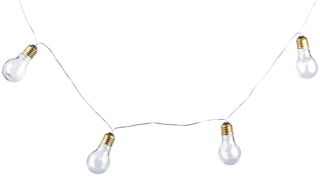 Lunartec Glühbirnen-Lichterkette 5 LED warmweiß 150 cm Batterie