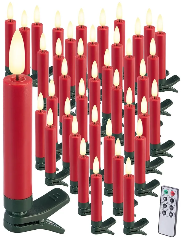 Lunartec Licht-Dekoration 40er LED-Baumkerzen rot warmweiß