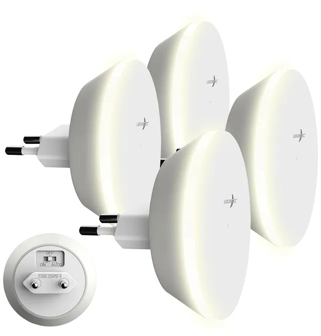 Lunartec Innenbeleuchtung LED-Nachtlicht 4er-Set rund dimmbar