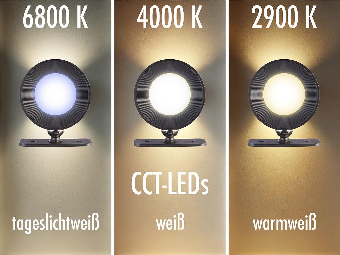 Lunartec Innenbeleuchtung CCT-Akku-Wandlampe 180 lm schwarz