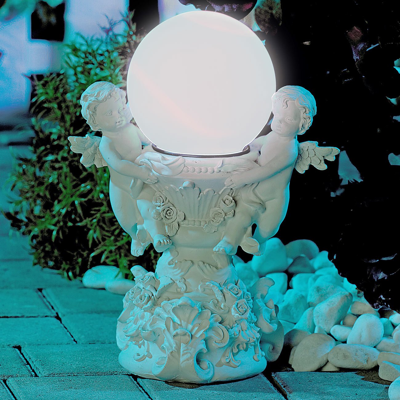 Lunartec Licht-Dekoration Engel mit Solar-LED-Kugel 24cm