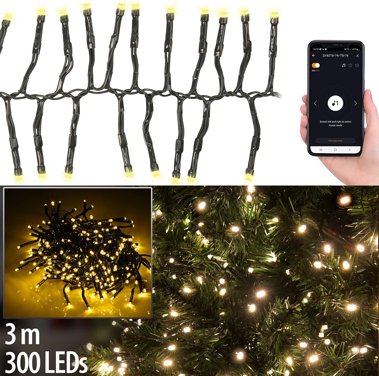 Lunartec Licht-Dekoration Büschel-Lichterkette 300 LEDs 6m