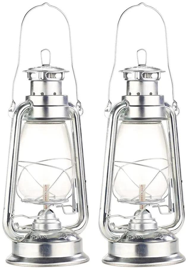 Lunartec Taschenlampen Petroleum-Sturmlaterne verzinkt 30 cm 2er-Set