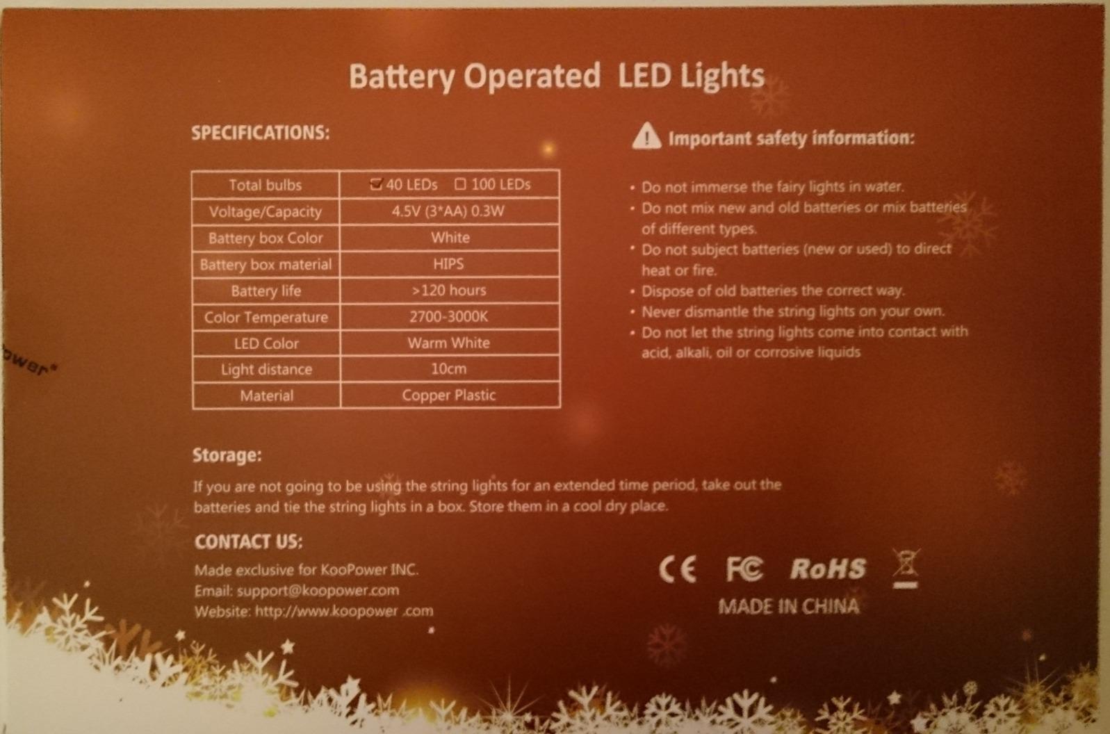 Koopower Battery Operated Fairy Lights Lichterkette warmweiß 2er-Pack