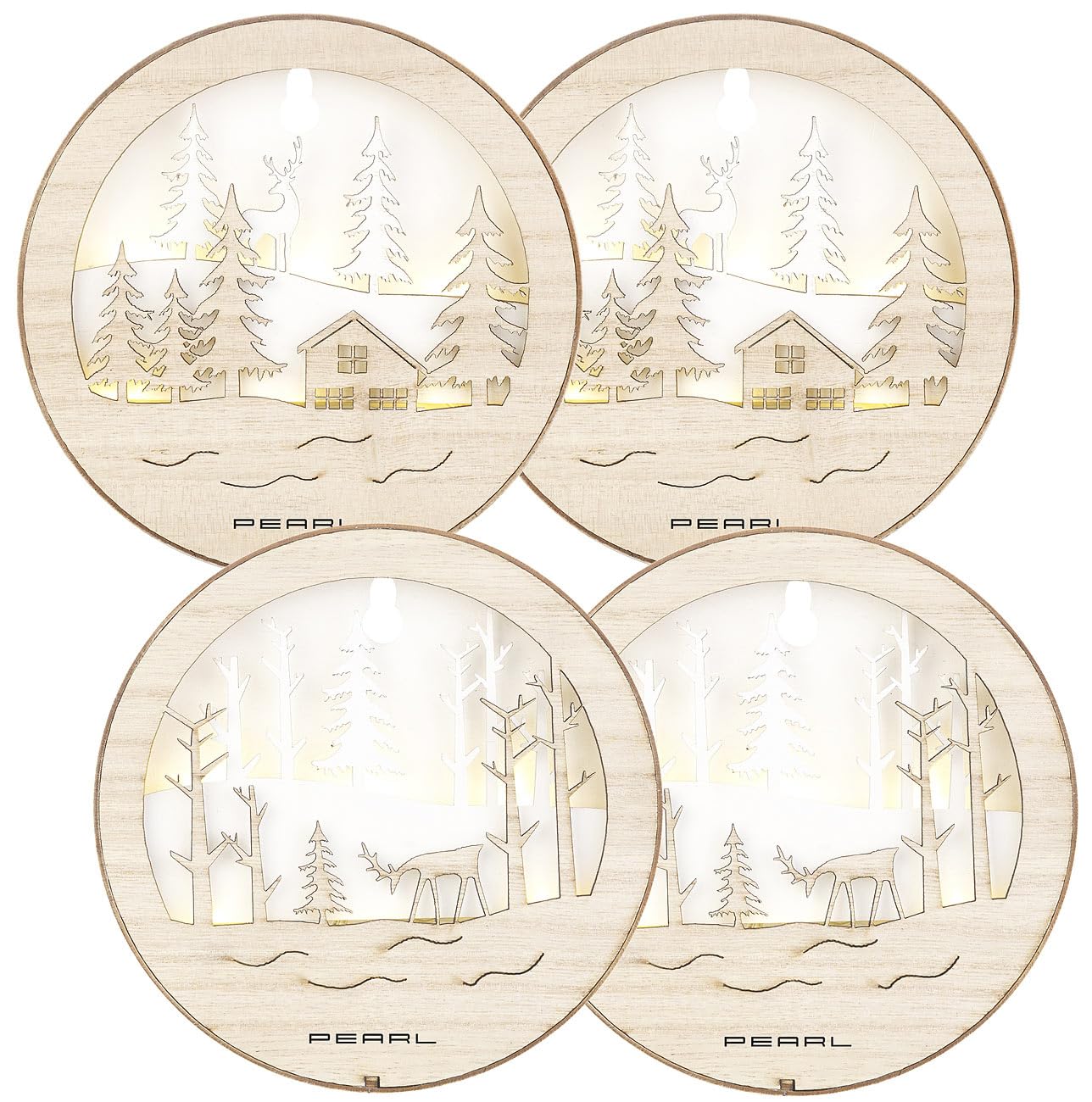 Lunartec Innenbeleuchtung Holzbilder LED warmweiß 4er-Set