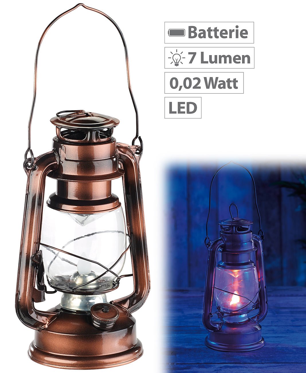 Lunartec Licht-Dekoration LED-Sturmleuchte 4er-Set Bronze