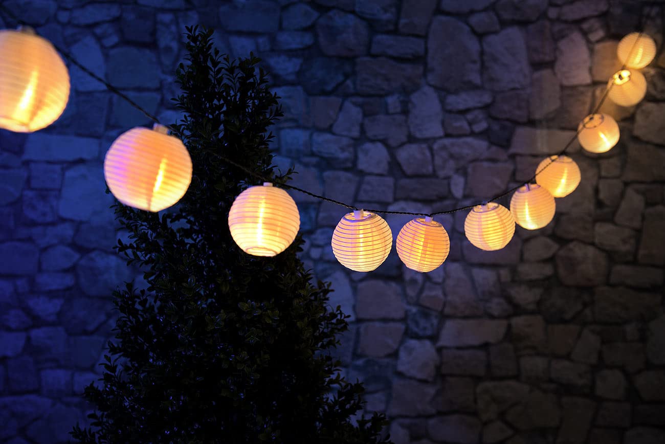 Lunartec Licht-Dekoration Solar Lampion-Lichterkette warmweiss 2er-Set