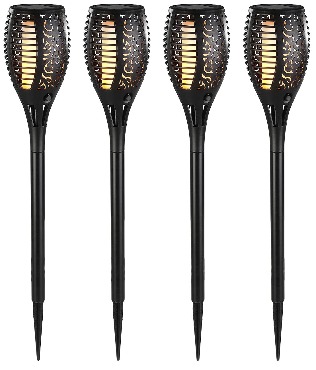 Lunartec Außenbeleuchtung Solar-Gartenfackel 58cm 4er-Set