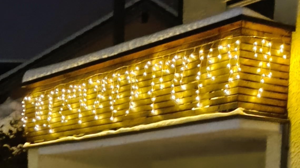 Qedertek Lighting Eisregen Lichterkette 15,3m 612 LED warmweiß