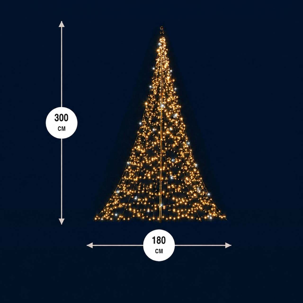 Fairybell Standard Lichterbaum 3m 480 LED Twinkle Warmweiß Mast