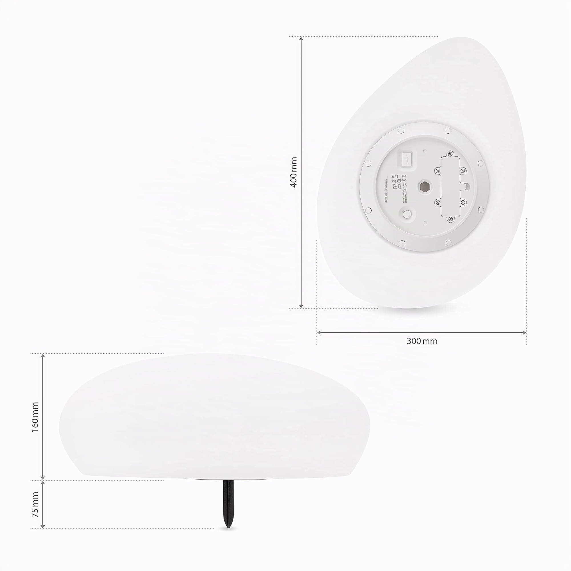 Bonetti Solar Lights Solarlampe Stein 40 cm RGB warmweiß