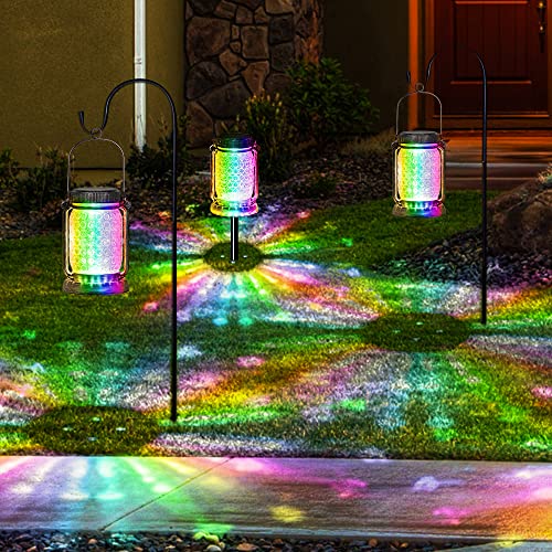 Bxroiu Solar Laterne Glas mehrfarbig 2er-Set mit Erdspieß