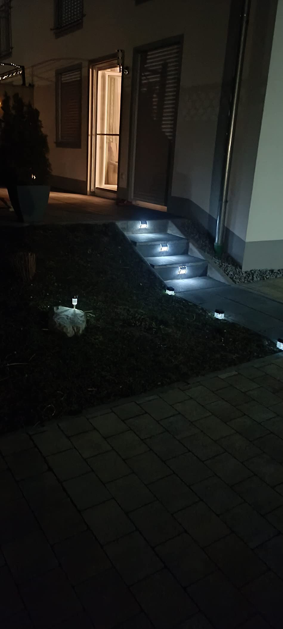 Lunartec Außenbeleuchtung Treppen-Solarleuchten 4er-Set Edelstahl