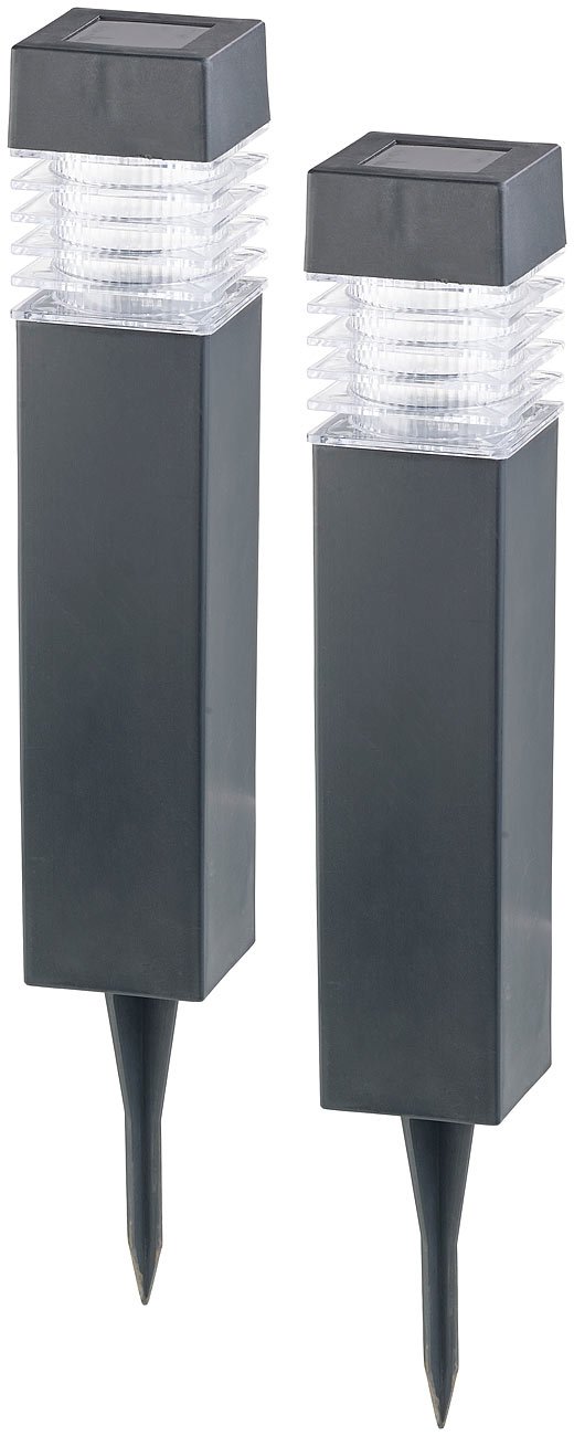 Lunartec Außenbeleuchtung Solar-Wegeleuchte 2er-Set warmweiß
