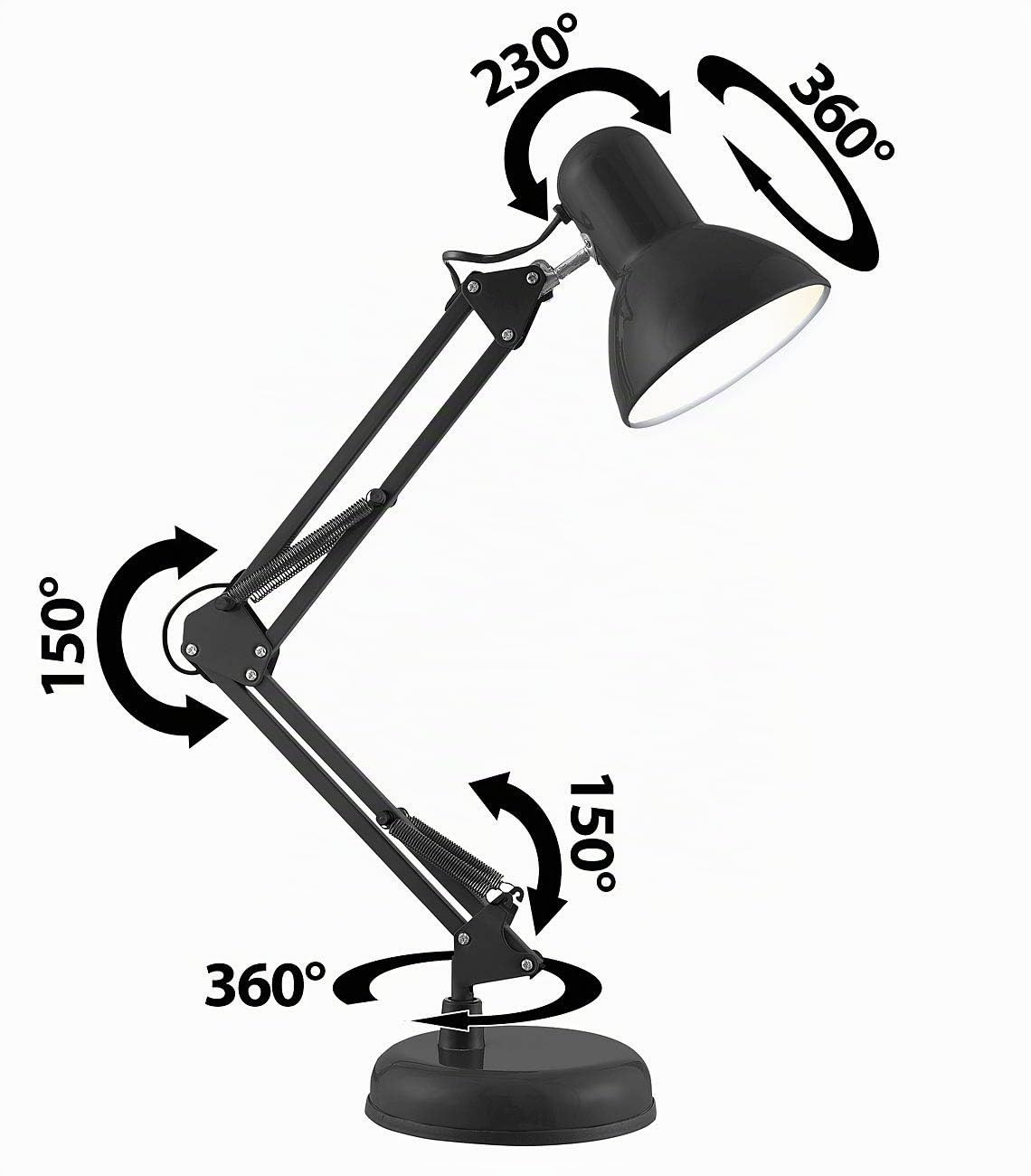 Lunartec Innenbeleuchtung Retro-Schreibtischlampe E14 schwarz