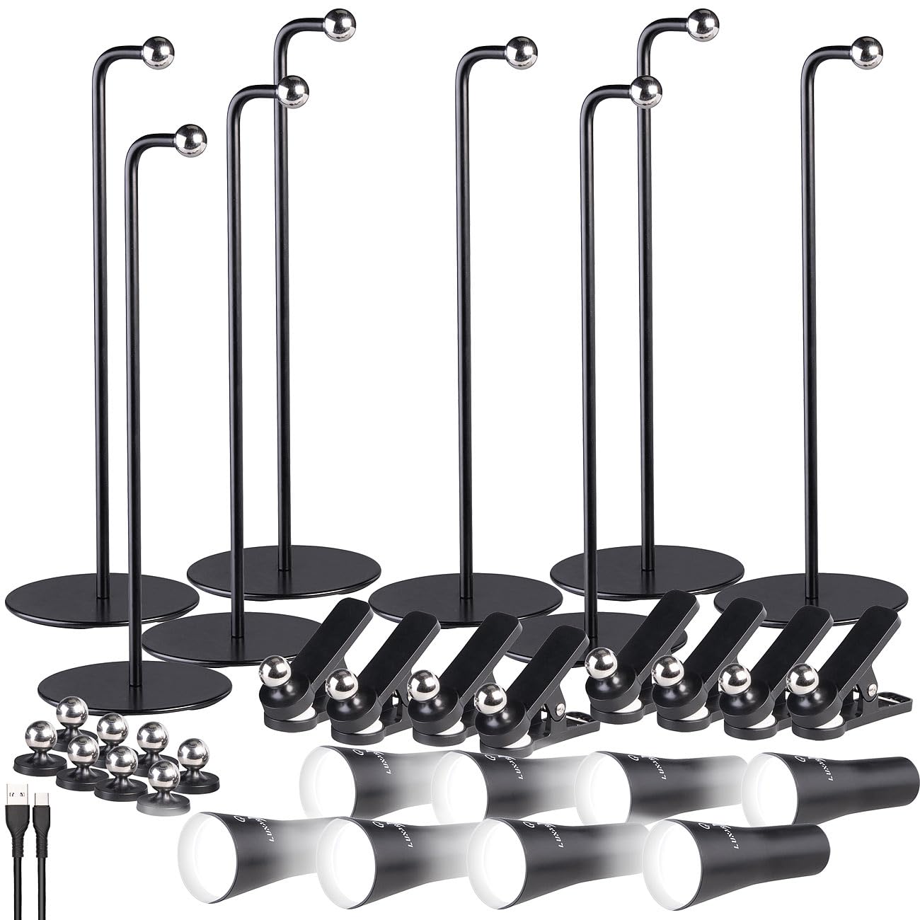 Lunartec Taschenlampen 4in1 Akku-Lampe 8er-Set schwarz 150lm