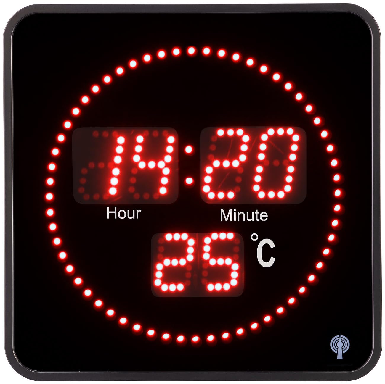 Lunartec LED-Uhren Funk-Tisch- und Wanduhr Temperatur rote LEDs 20 cm