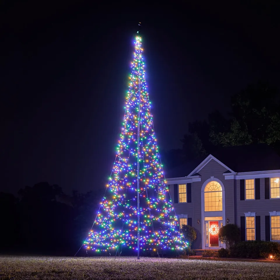 Fairybell Premium Fahnenmast-Weihnachtsbaum 8m 1500 LED bunt