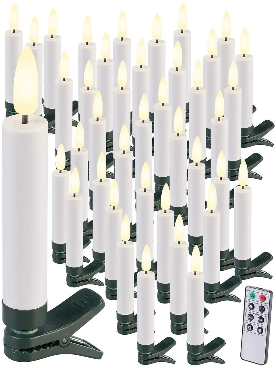 Lunartec Licht-Dekoration Weihnachtsbaumkerzen 40er-Set weiß