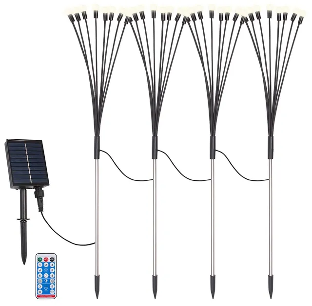 Lunartec Licht-Dekoration Solar-Glühwürmchen 4er-Set warmweiß Timer