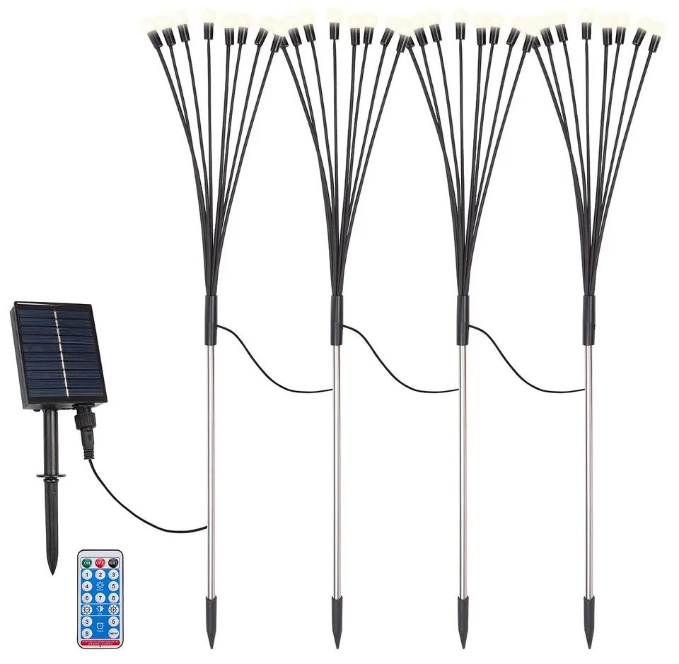 Lunartec Licht-Dekoration Solar-Glühwürmchen 4er-Set warmweiß Timer