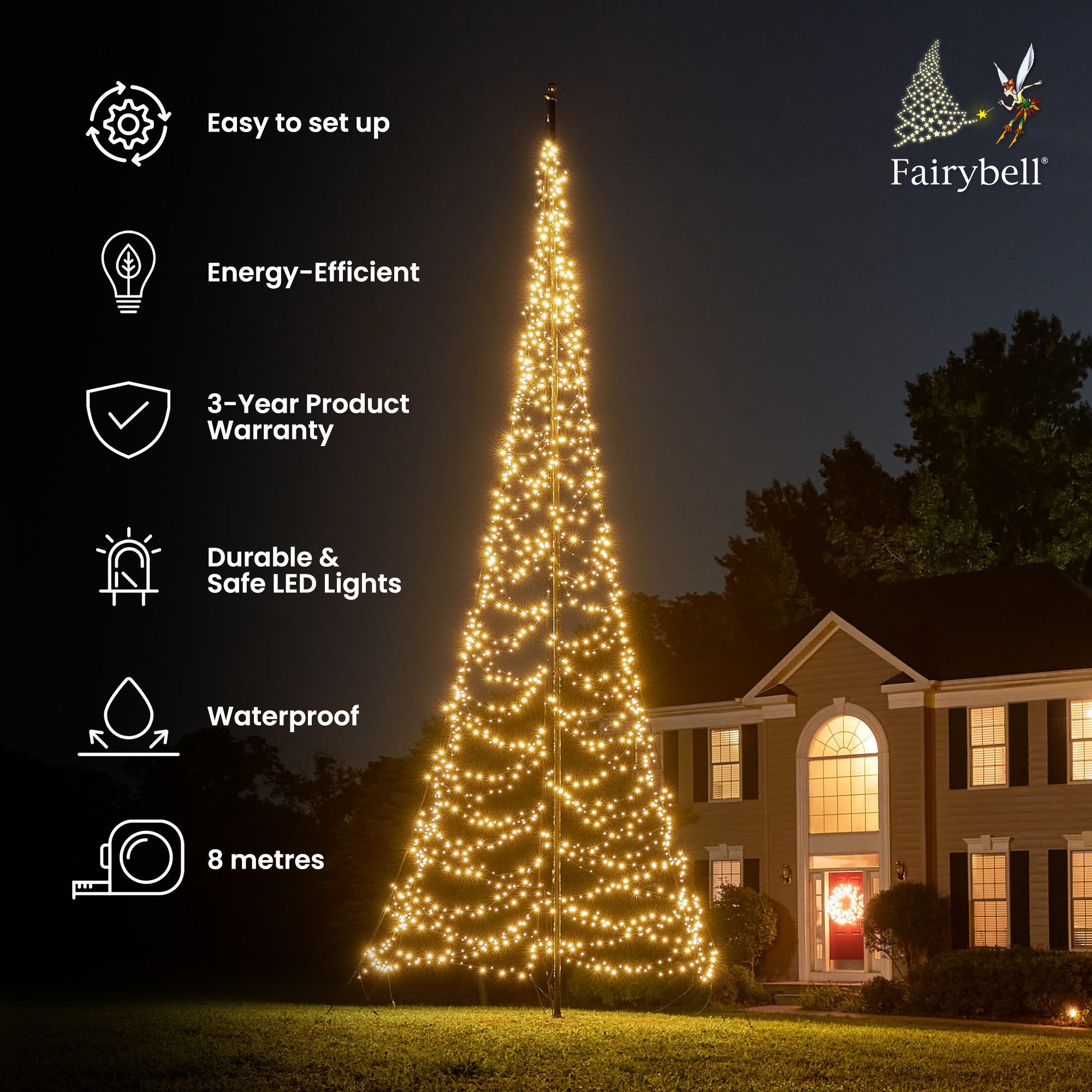 Fairybell Standard Weihnachtsbaum 8m 1500 LEDs warmweiß