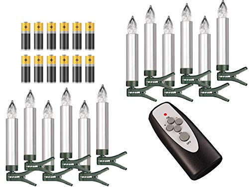 Bonetti Wireless Christmas Candles Baumkerzen warmweiß silber 12er-Set