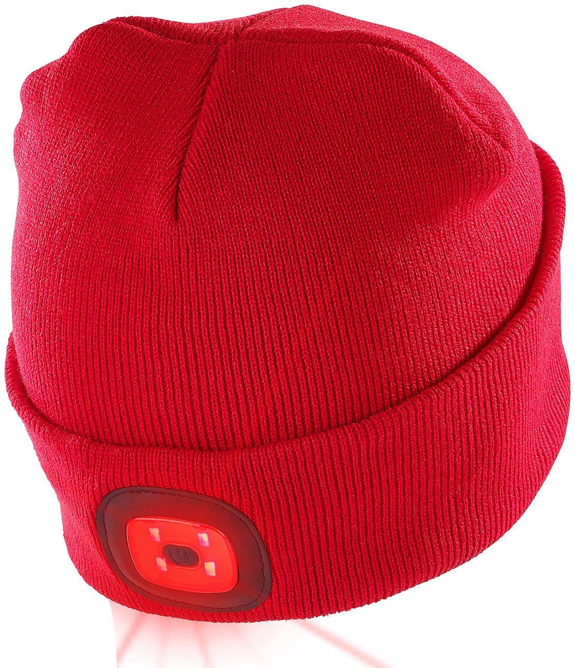 Lunartec Taschenlampen LED-Mütze rot aufladbar 8 LEDs