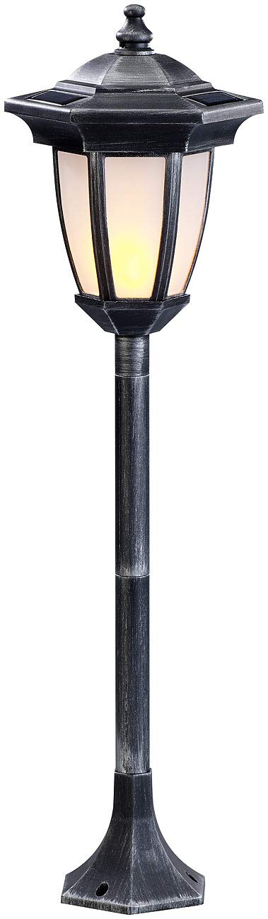 Lunartec Außenbeleuchtung Gartenlaterne Solar 64 cm Flammeneffekt