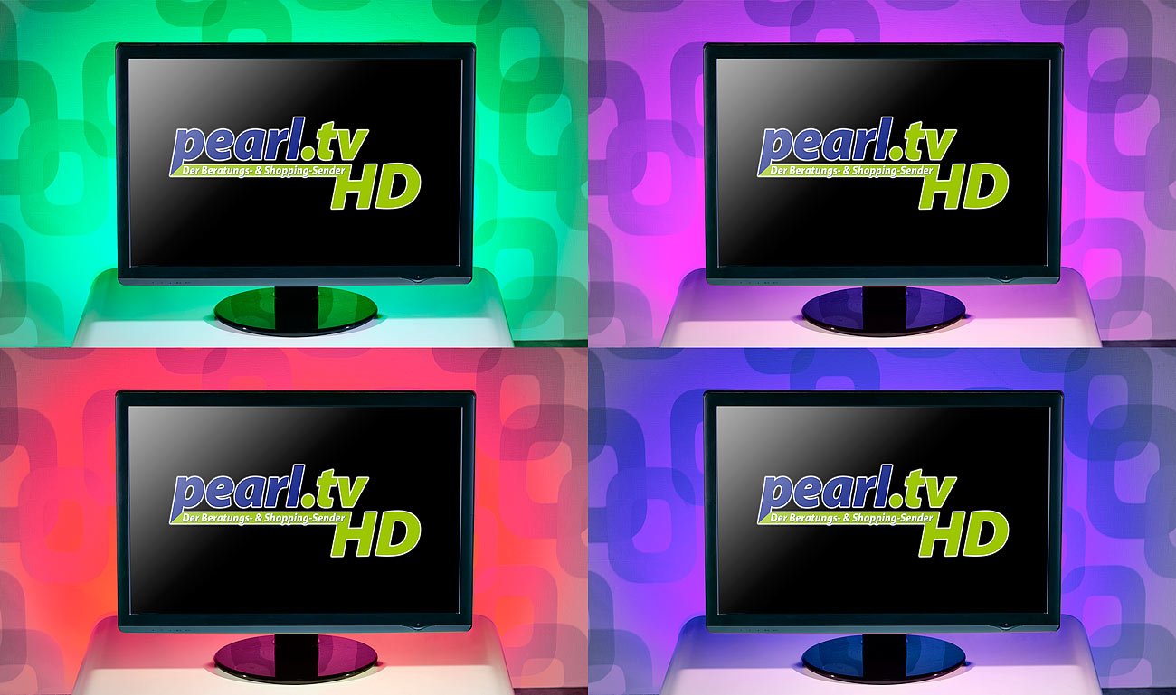 Lunartec Innenbeleuchtung TV-Hintergrundbeleuchtung RGB 4 Leisten USB