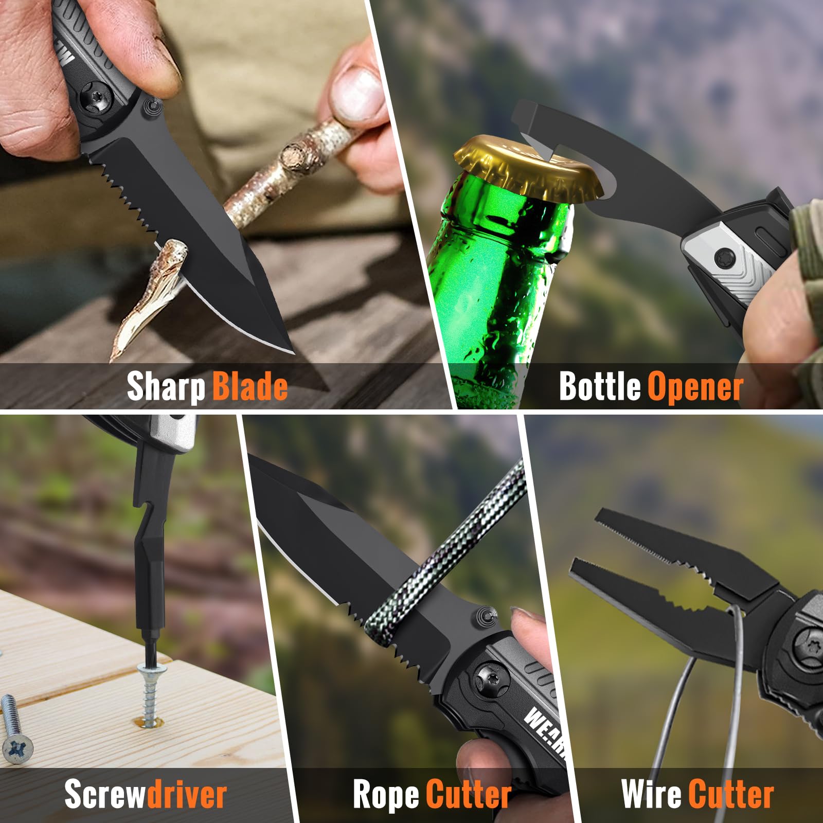 Wearxi Multitool Taschenmesser 13in1 Klappmesser Camping